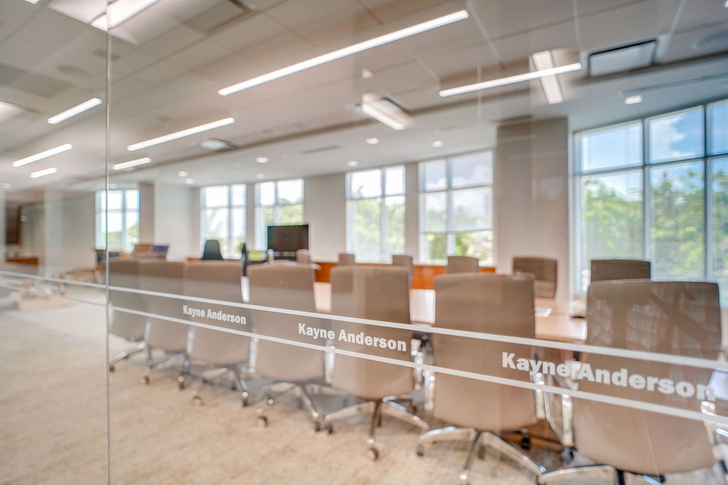 a professional real estate photo of a modern, renovated office building in florida