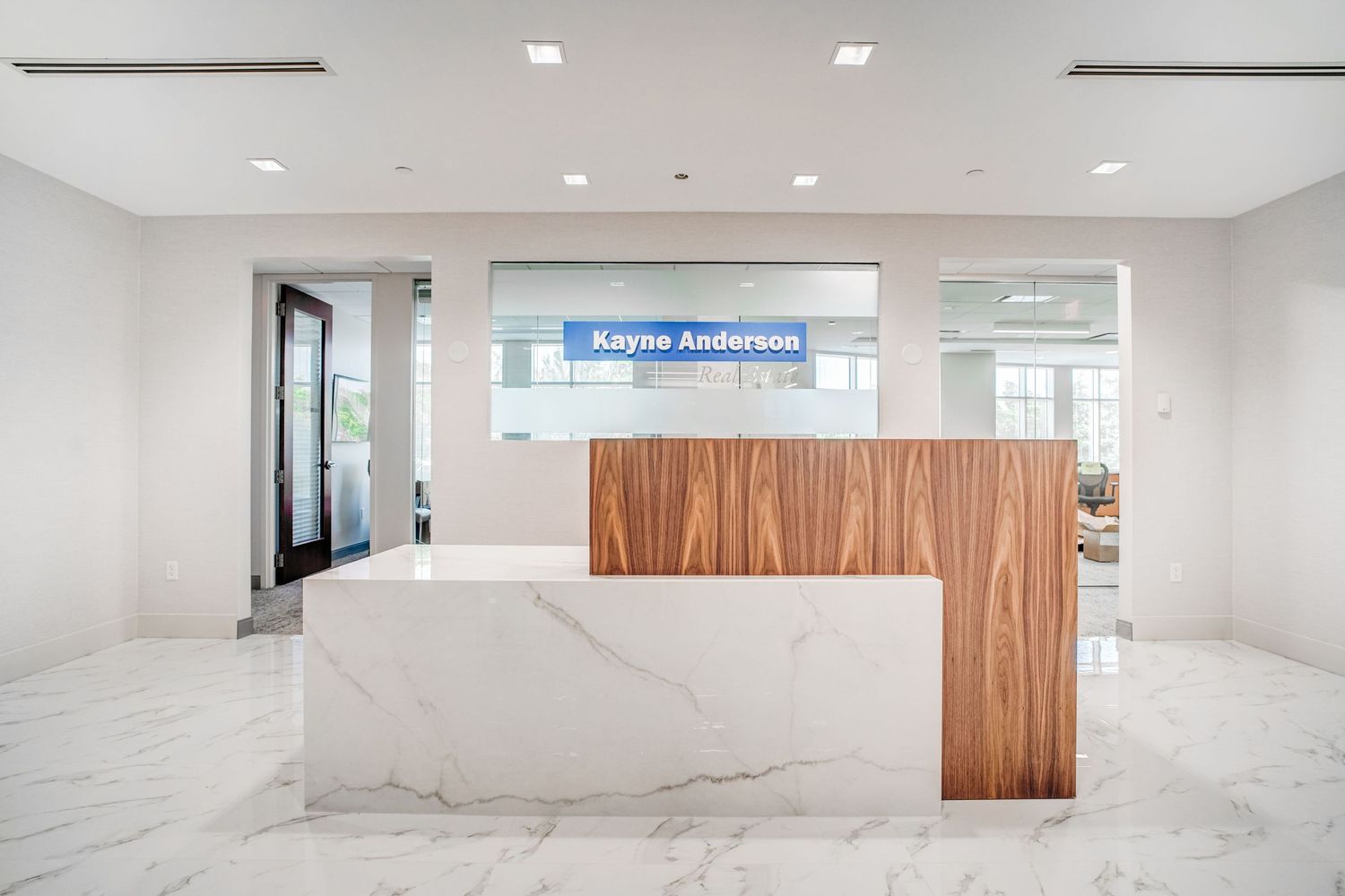 a professional real estate photo of a modern, renovated office building in florida