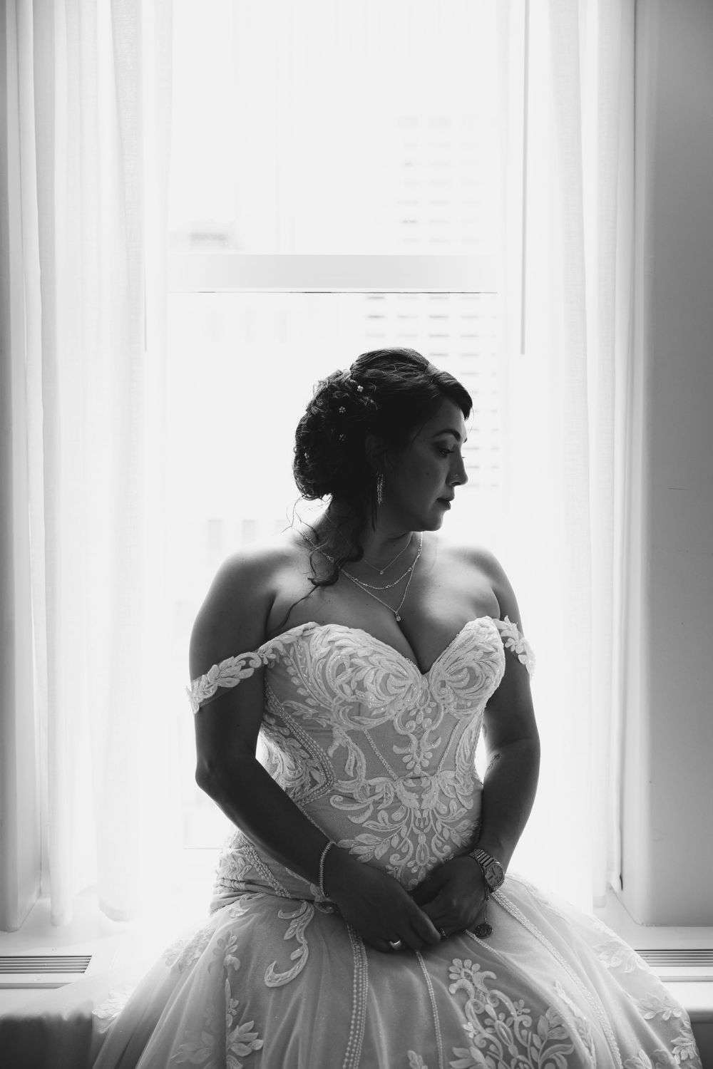 Denver Colorado wedding photographers editorial black white moody timeless classic dark Brown Palace Hotel Spa Autograph