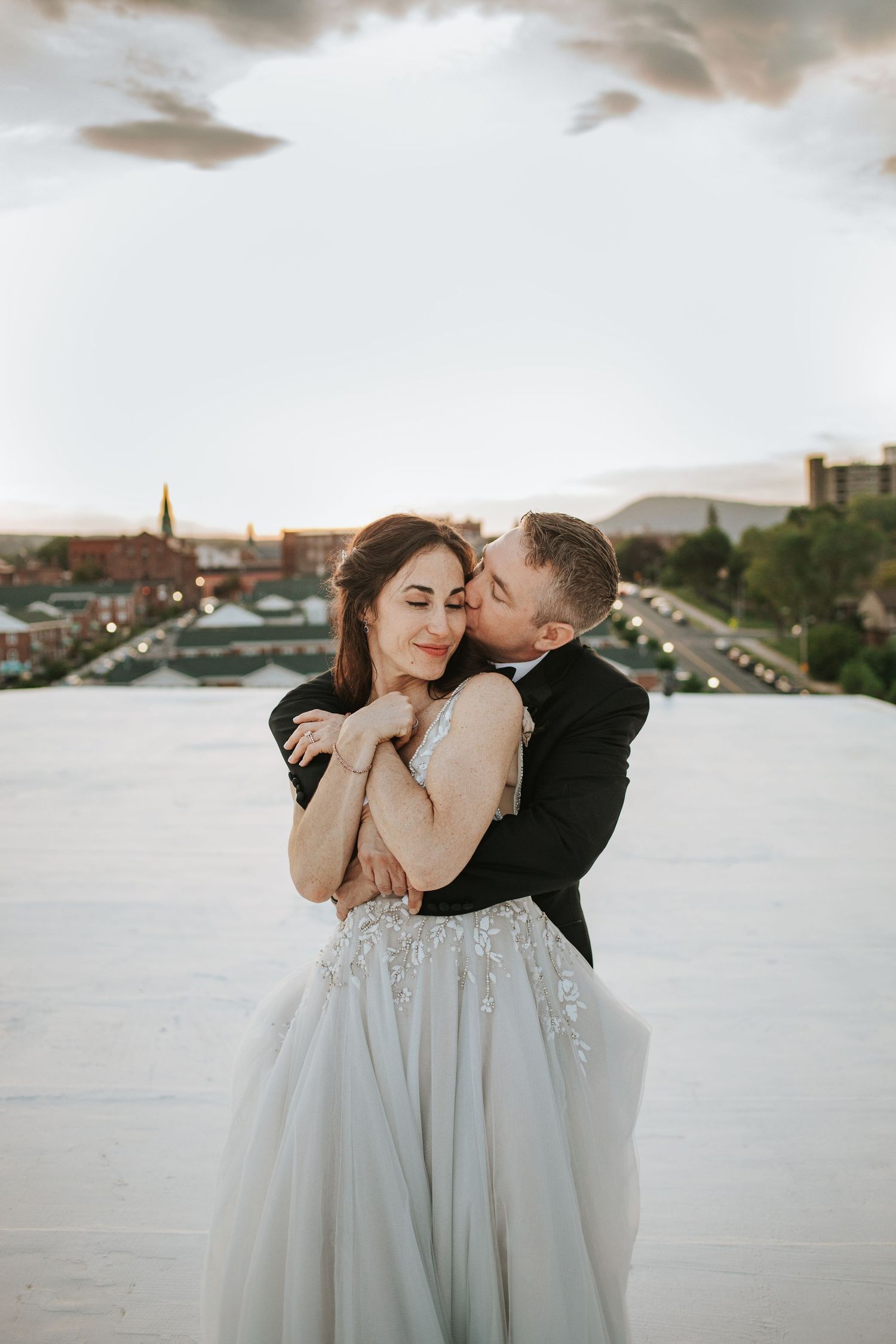 Boston Rooftop Wedding Couple