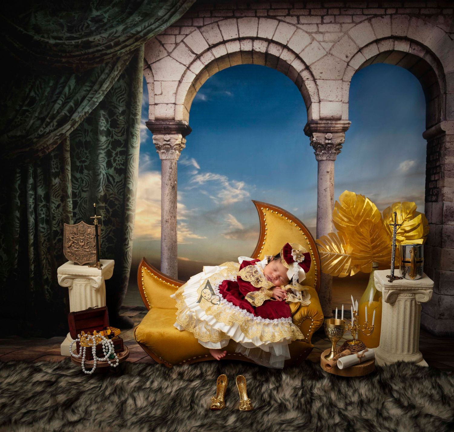Newborn Princess in Moon Chair Newborn Photography Coral Springs Florida