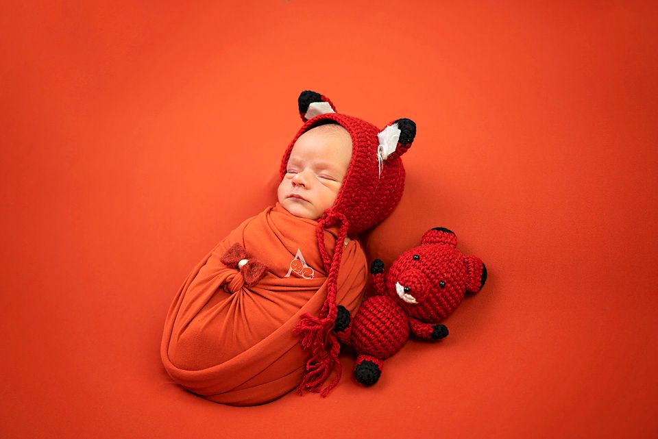 Newborn Baby in fox outfit