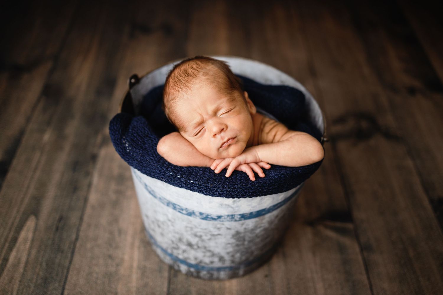 baby in bucket Brandon fl newborn photographer