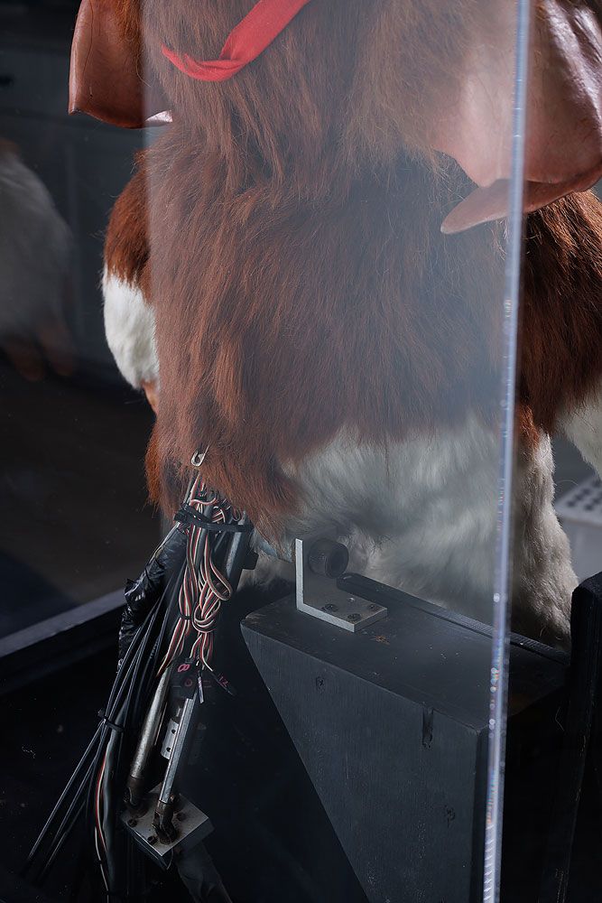 Cables coming out of an animatronic Gizmo puppet