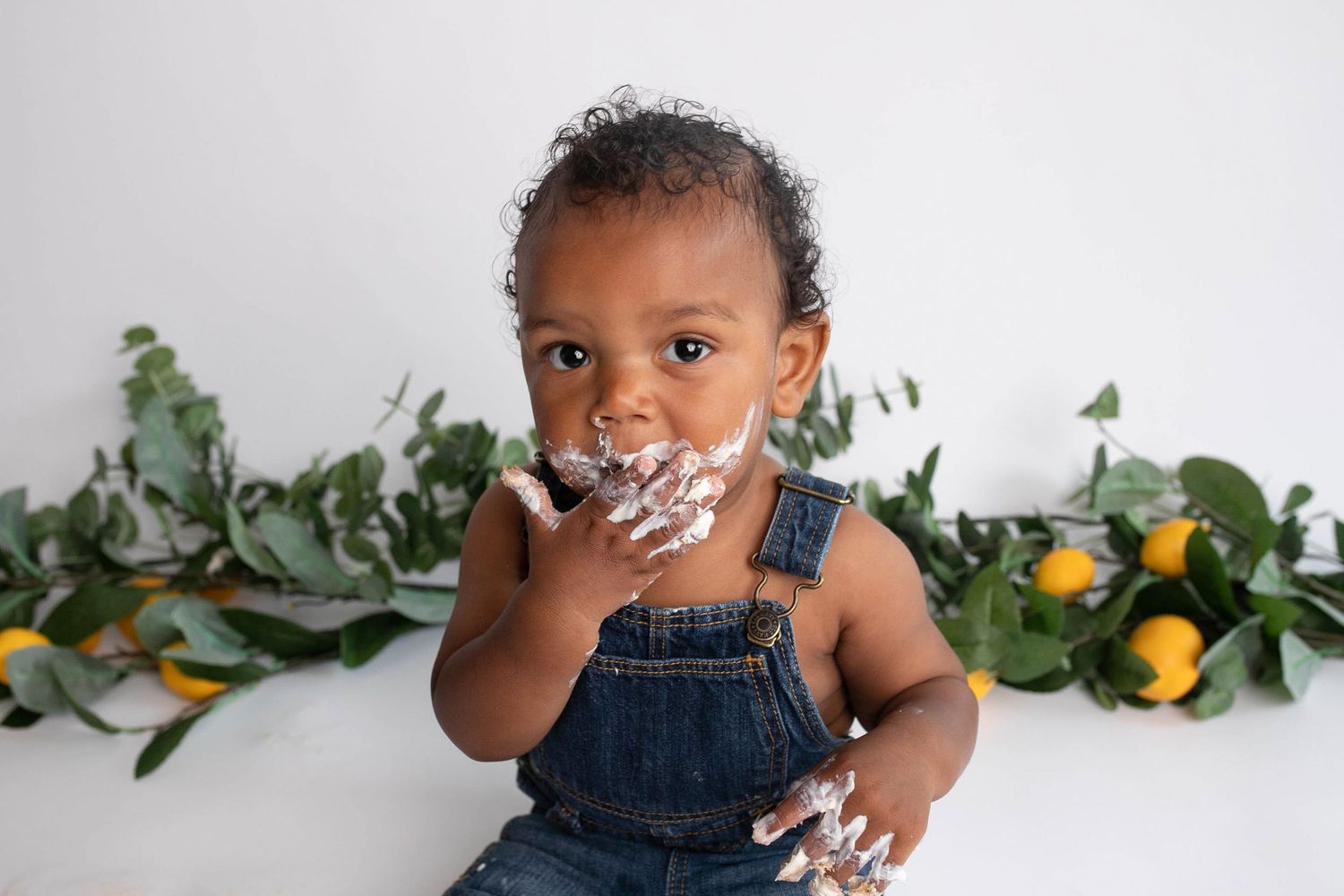 lemon theme cake smash session charlotte nc