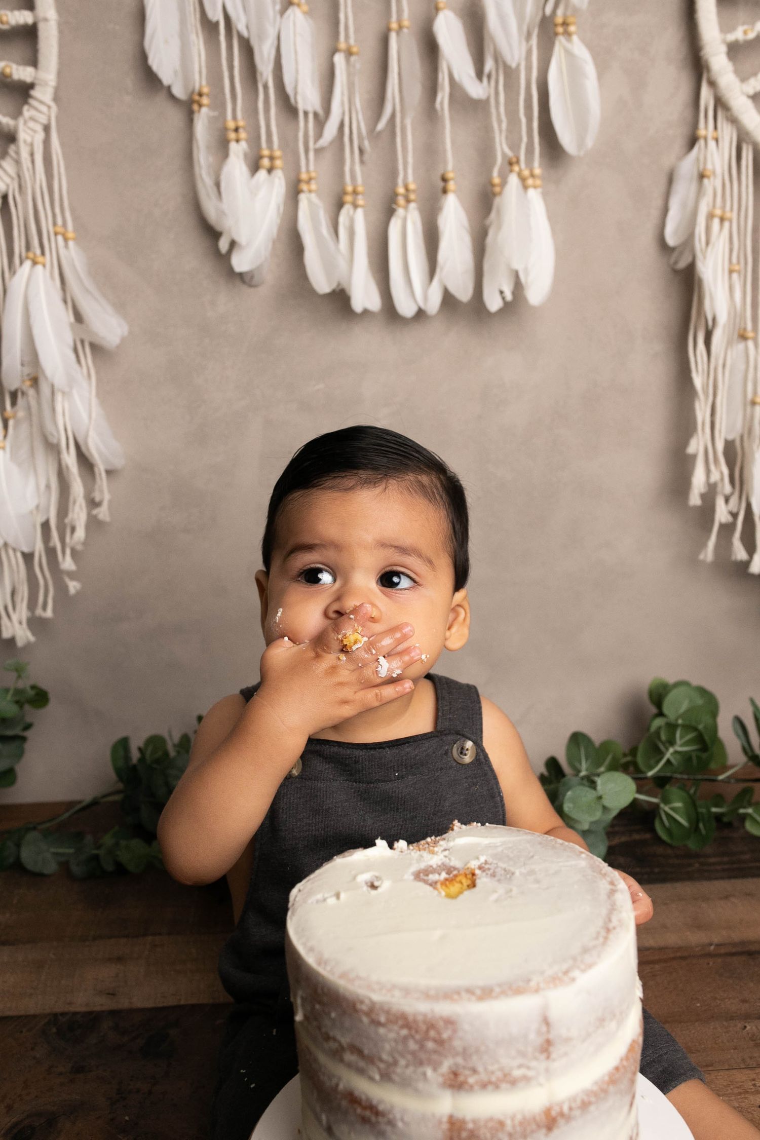 baby is eating cake in North Carolina