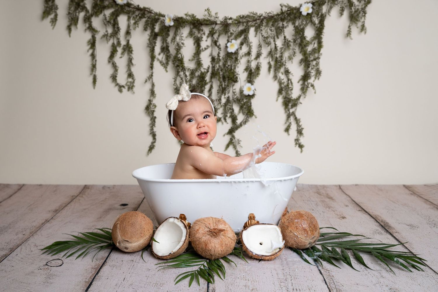 Cake smash photos coconut theme north carolina