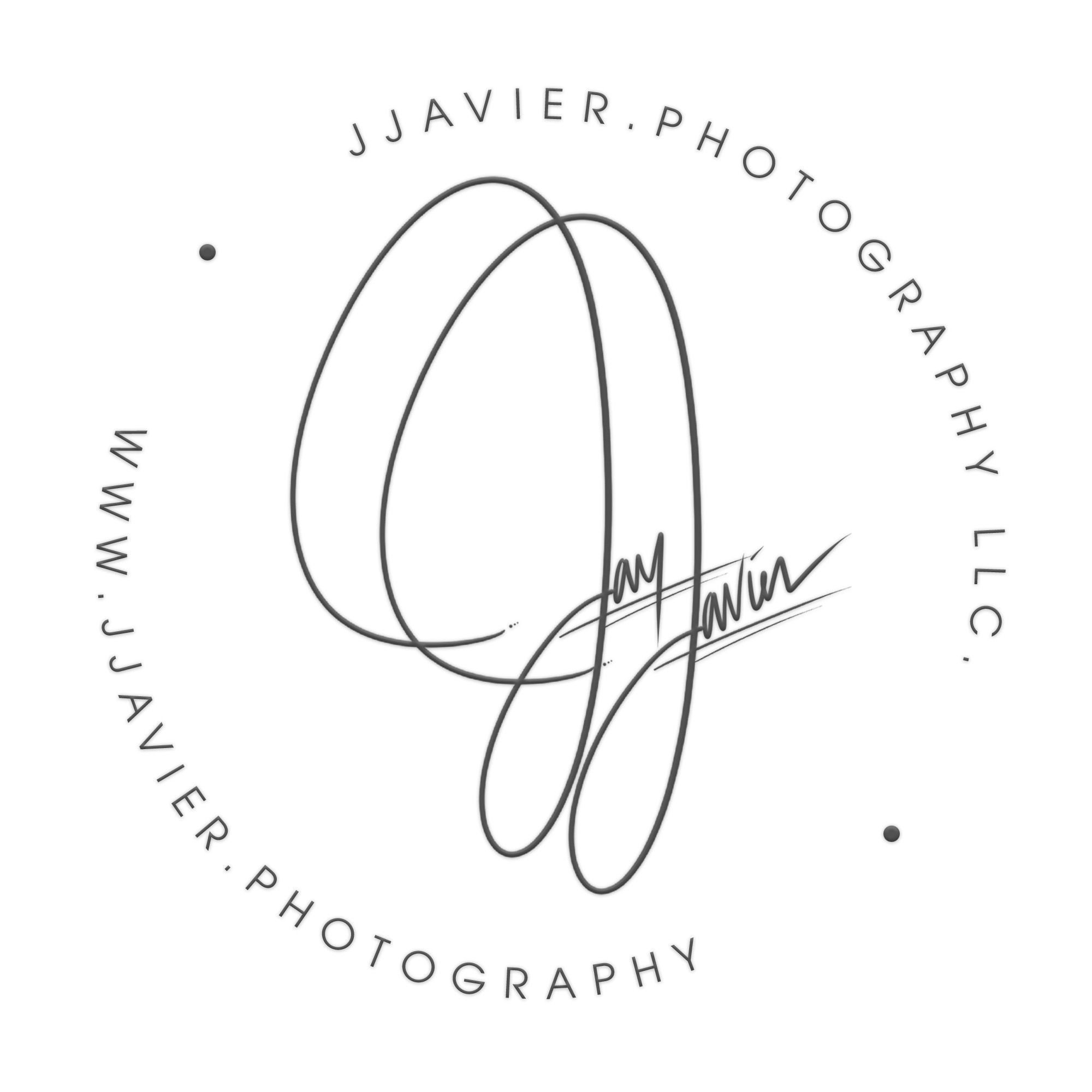 A circular photography logo design with cursive text and artistic elements.