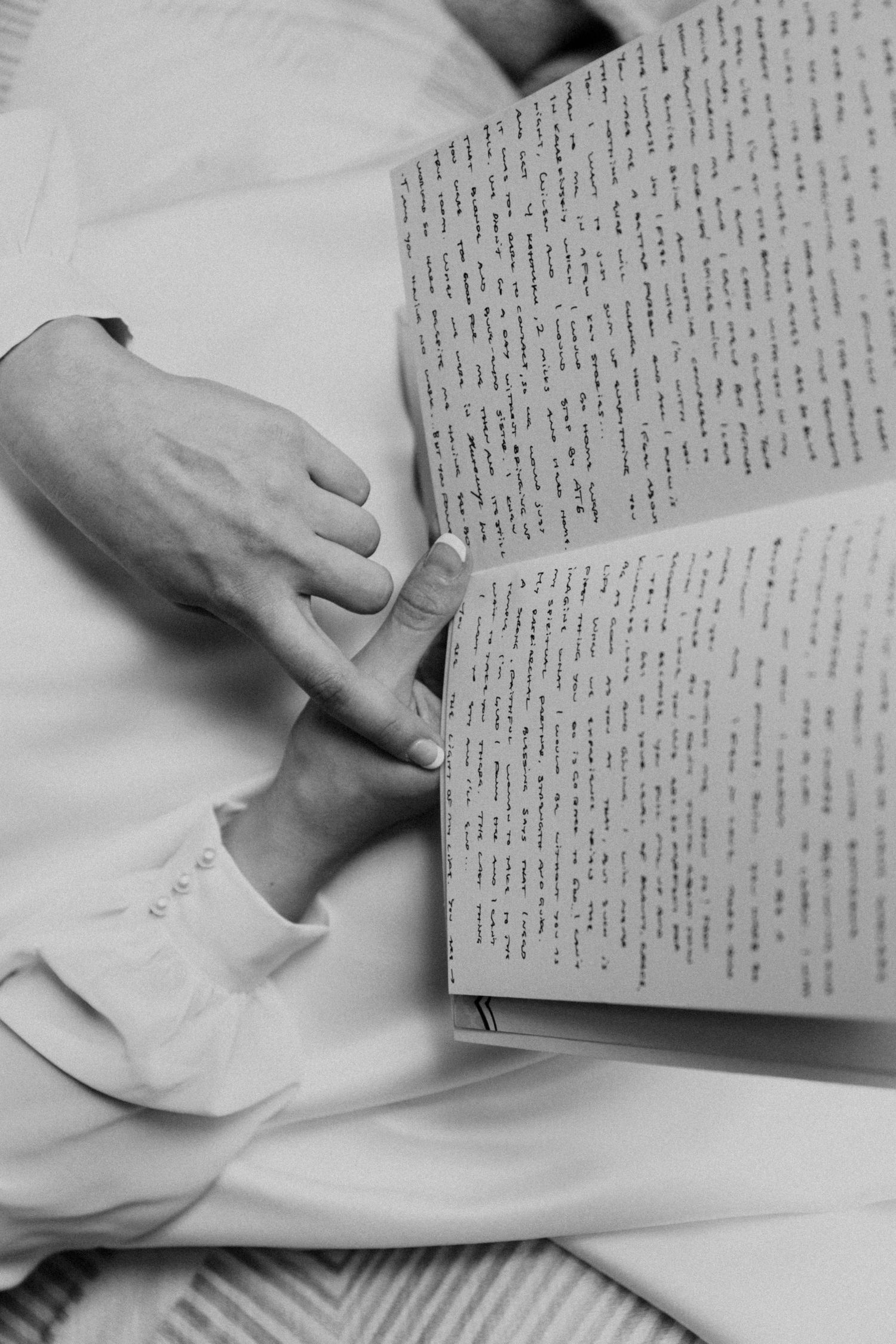 bride reading vows before wedding