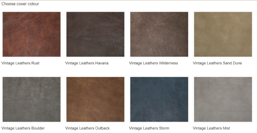 Vintage leather material samples showing earthy brown and gray color variations.