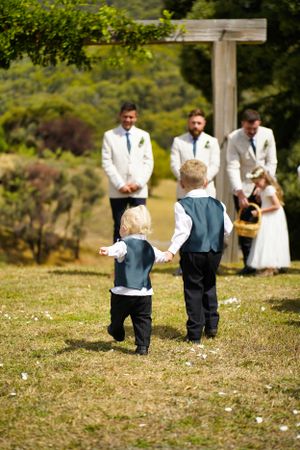 Kids at wedding, wedding ring, wedding photography.