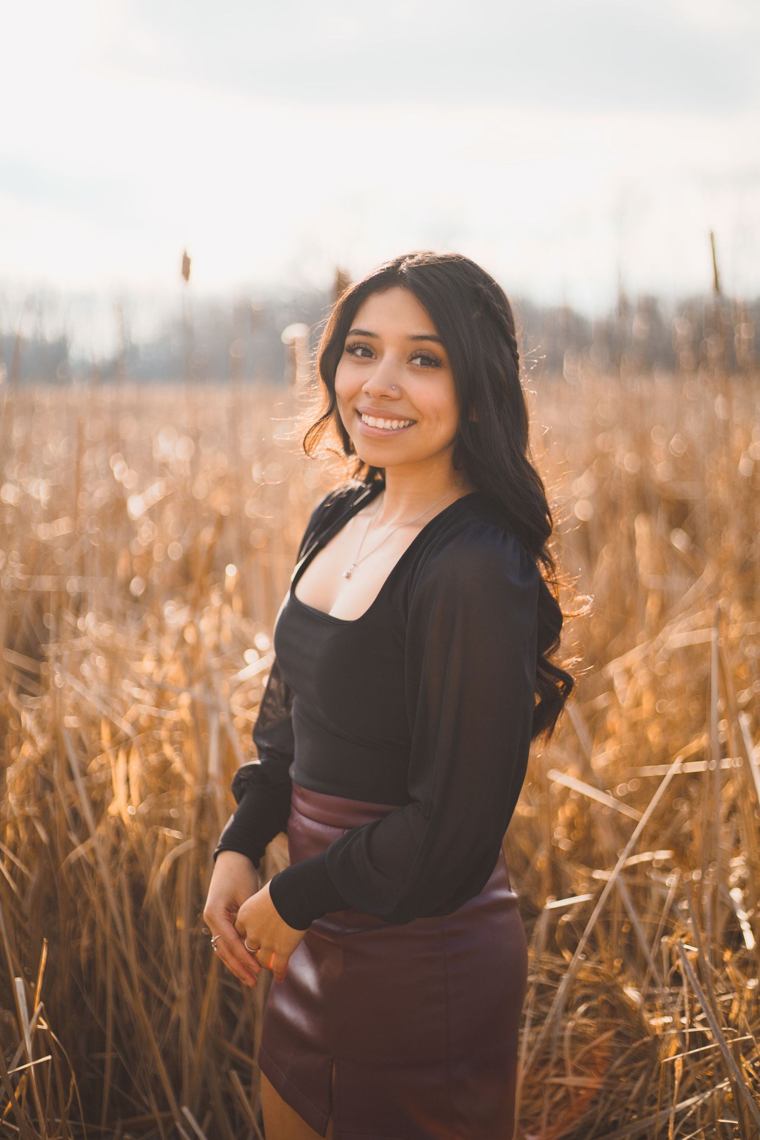 watertown wi high school senior photos outdoor winter bike trail madison  golden field