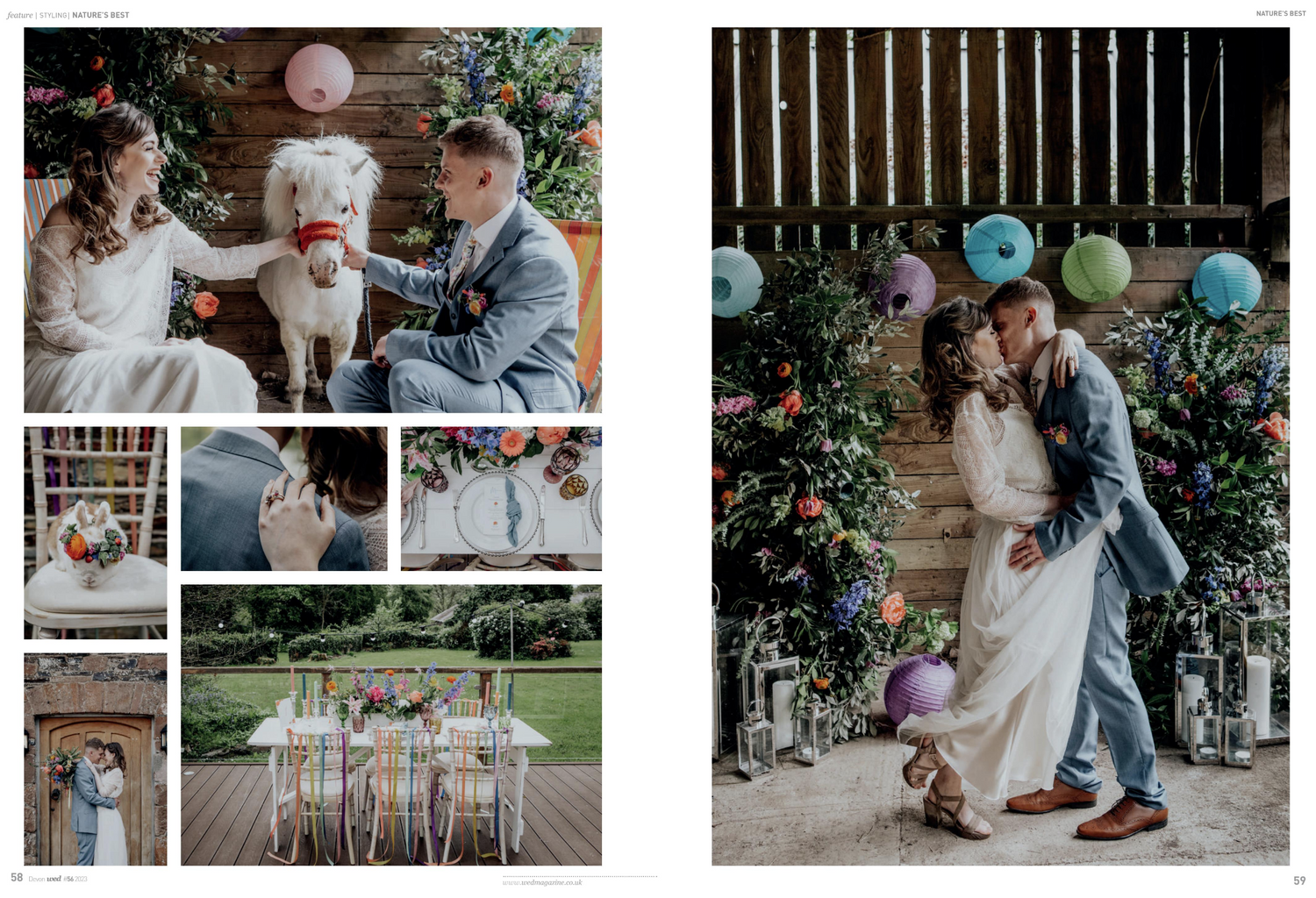 wed magazine inside pages Cornwall and Devon wedding photographer feature