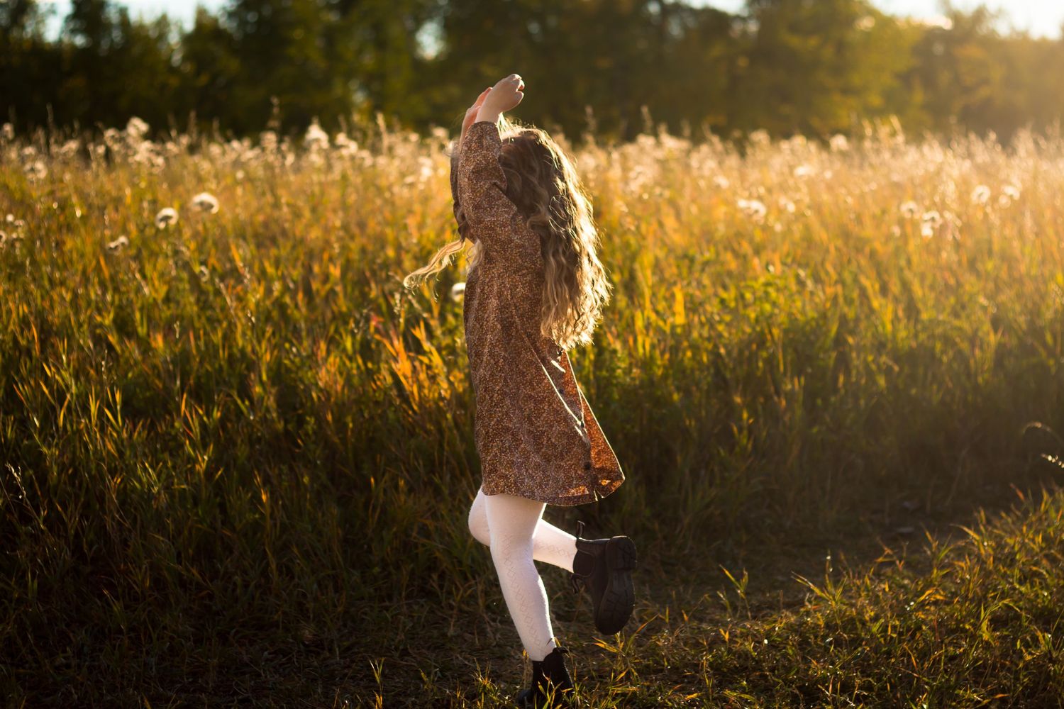 Beautiful golden hour portrait during fall lifestyle family photos at Fish Creek Park in Calgary AB.