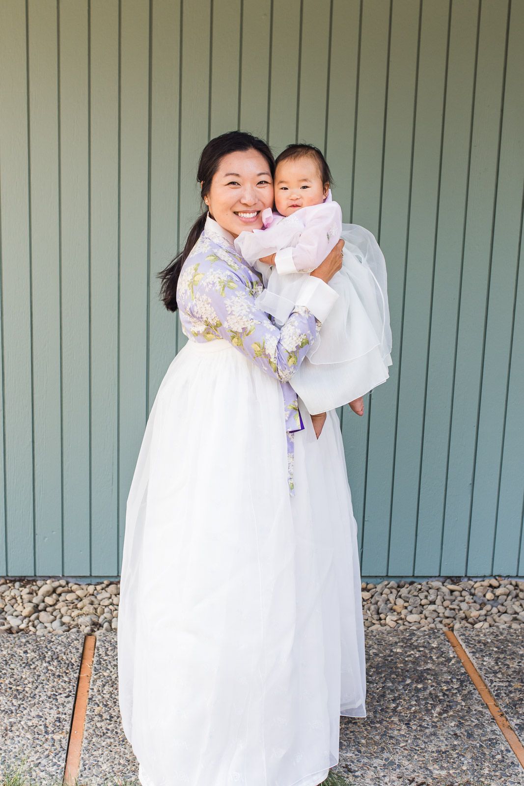 Mother daughter in traditional hanbok in Shoreline