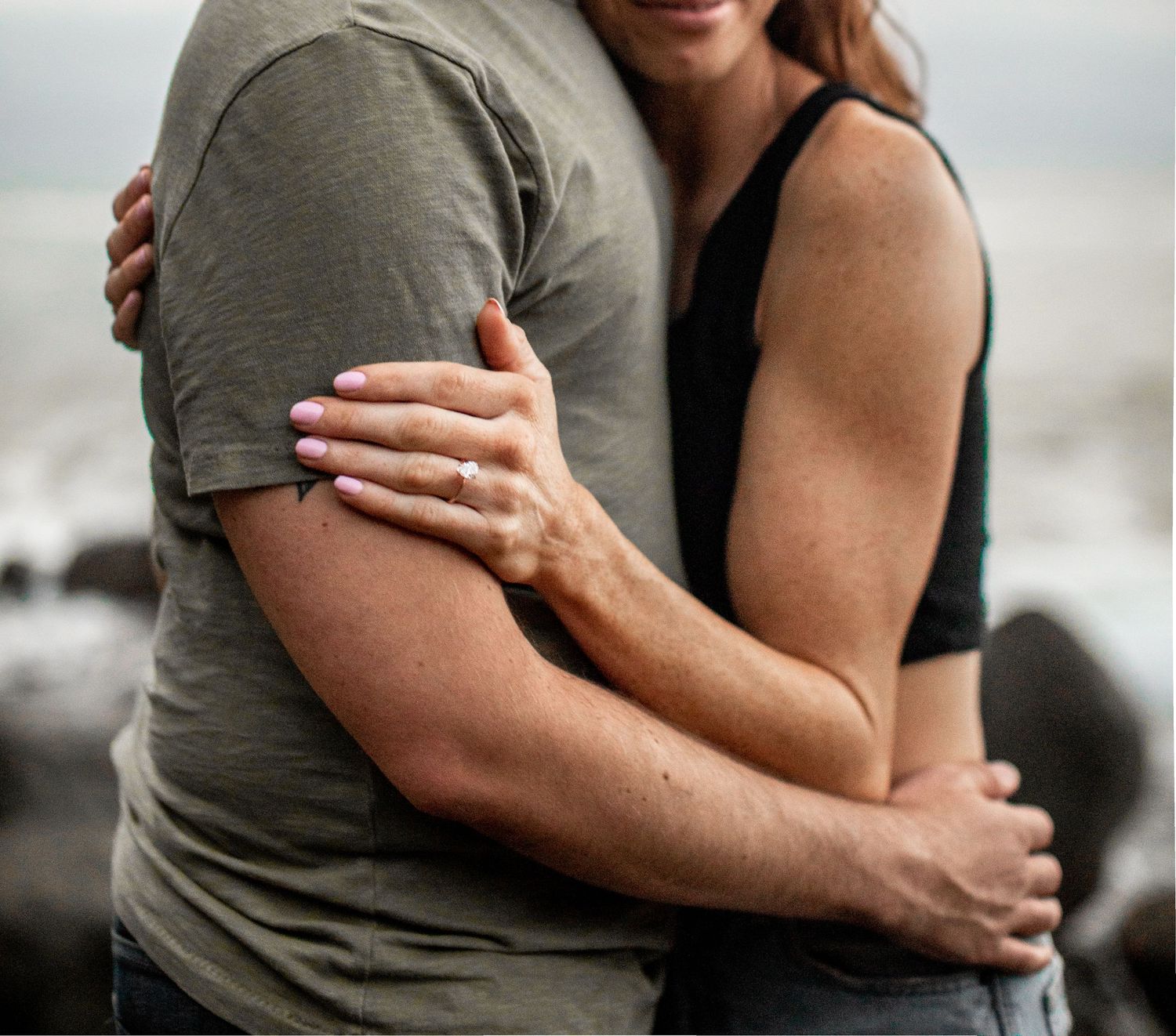 close up engagement ring in laguna beach California