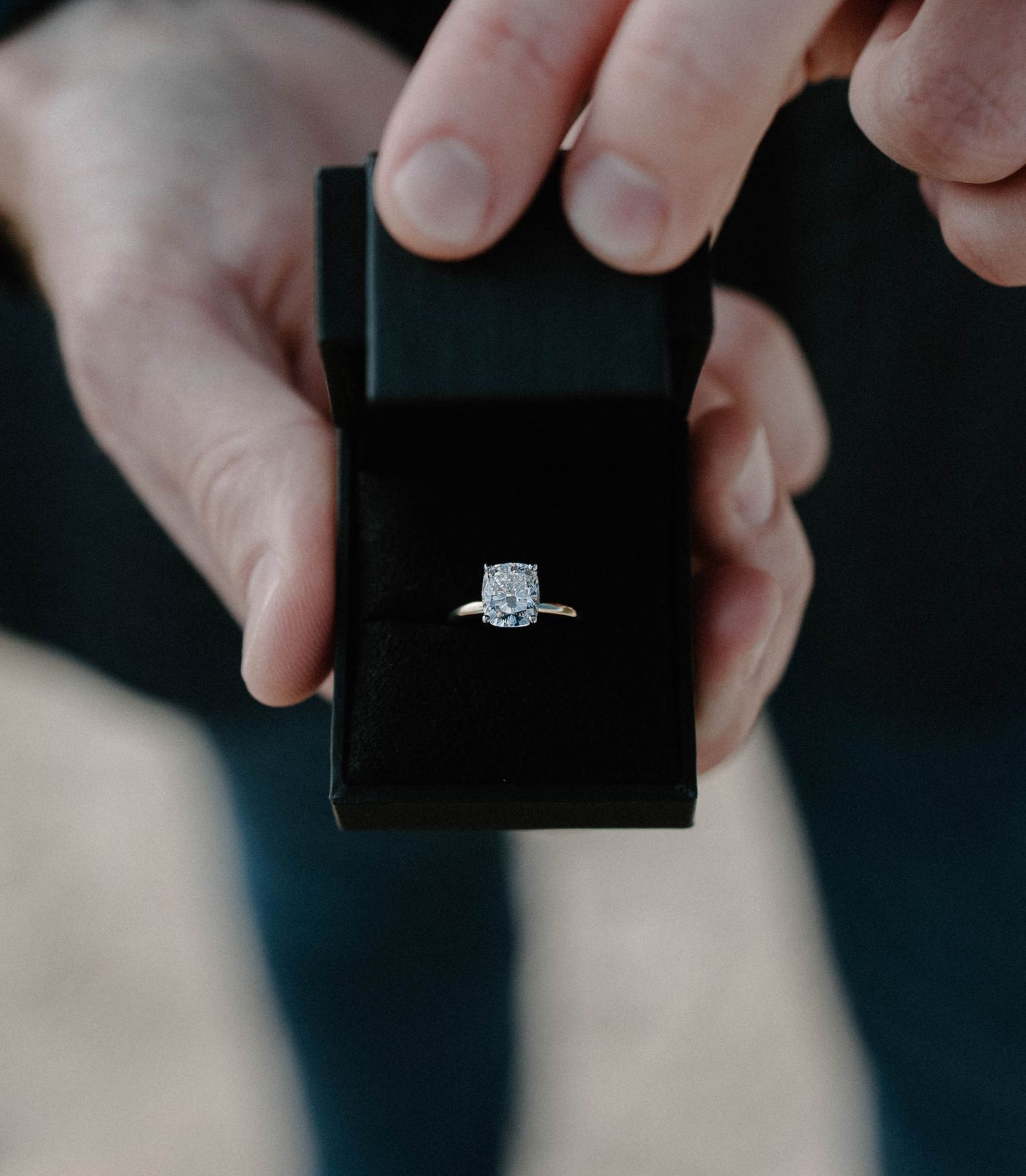 close up of gorgeous engagement ring in orange county California