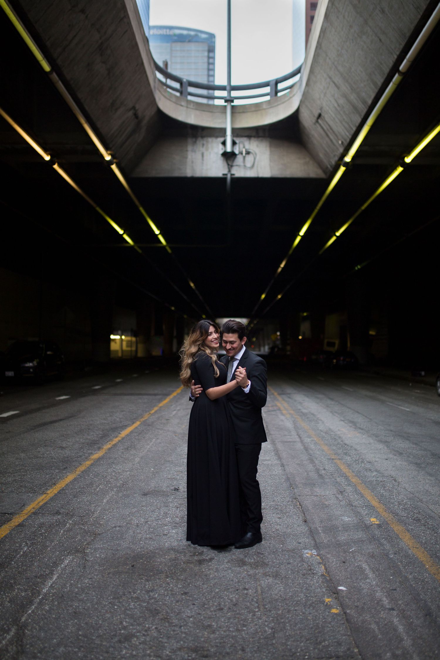 fancy couple engagement photography in downtown los angels