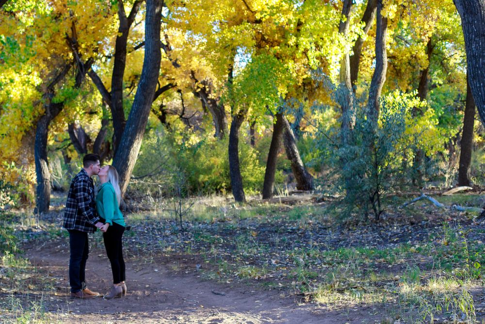 Engagement Pictures in the Fall Bosque, Corrales NM