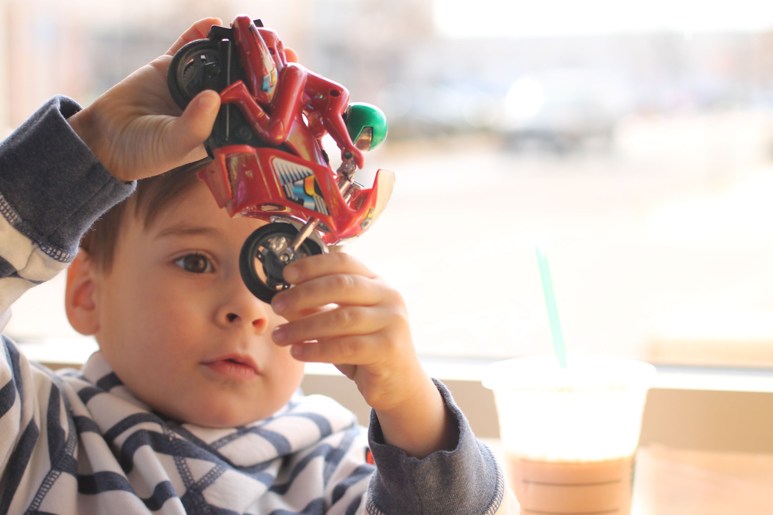 Young Boy Playing with Favorite Toy - Lifestyle Photo Session - Alexandria, VA