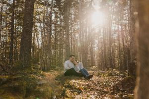 Spring engagement session at Laurie Provincial Park, Grand Lake Nova Scotia