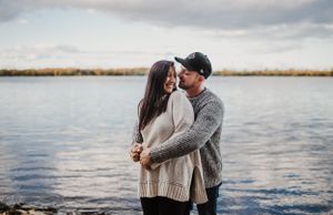 Fall sunset engagement session at Massassauga Point, Prince Edward County, Ontario