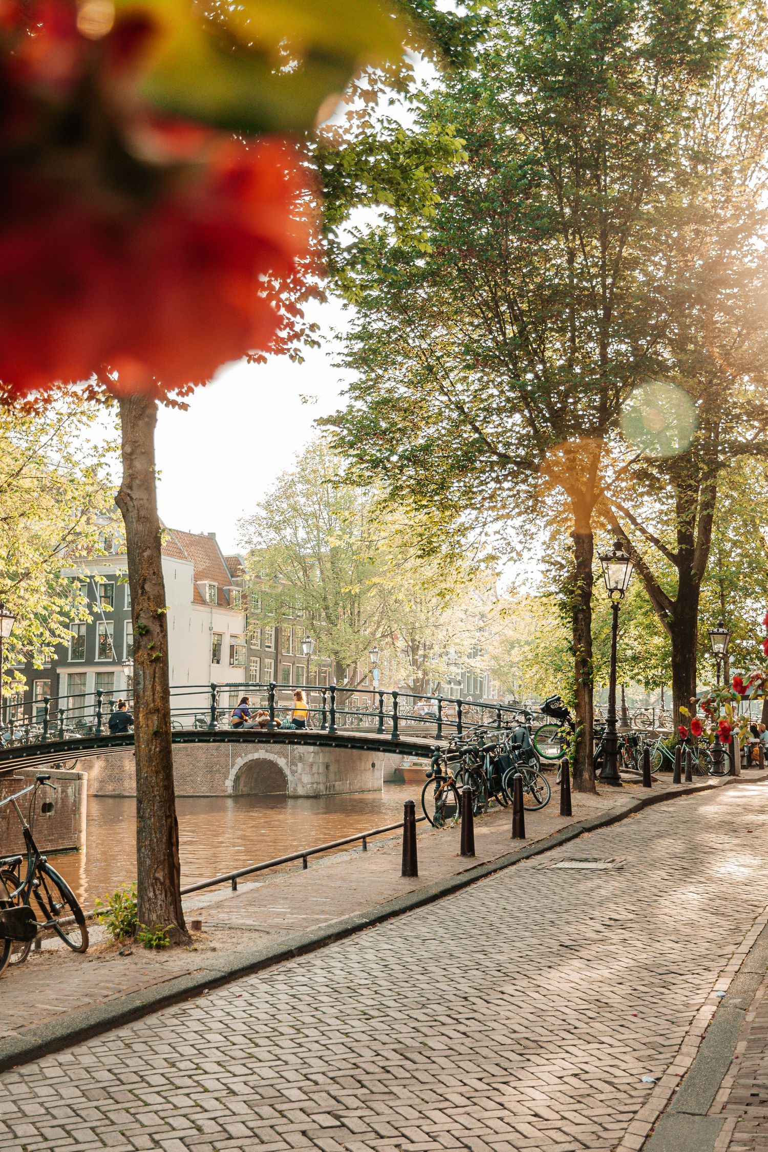 Beautiful evening light with a view on the canals of Amsterdam