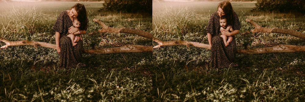 Two side-by-side portraits captured in natural golden hour lighting.