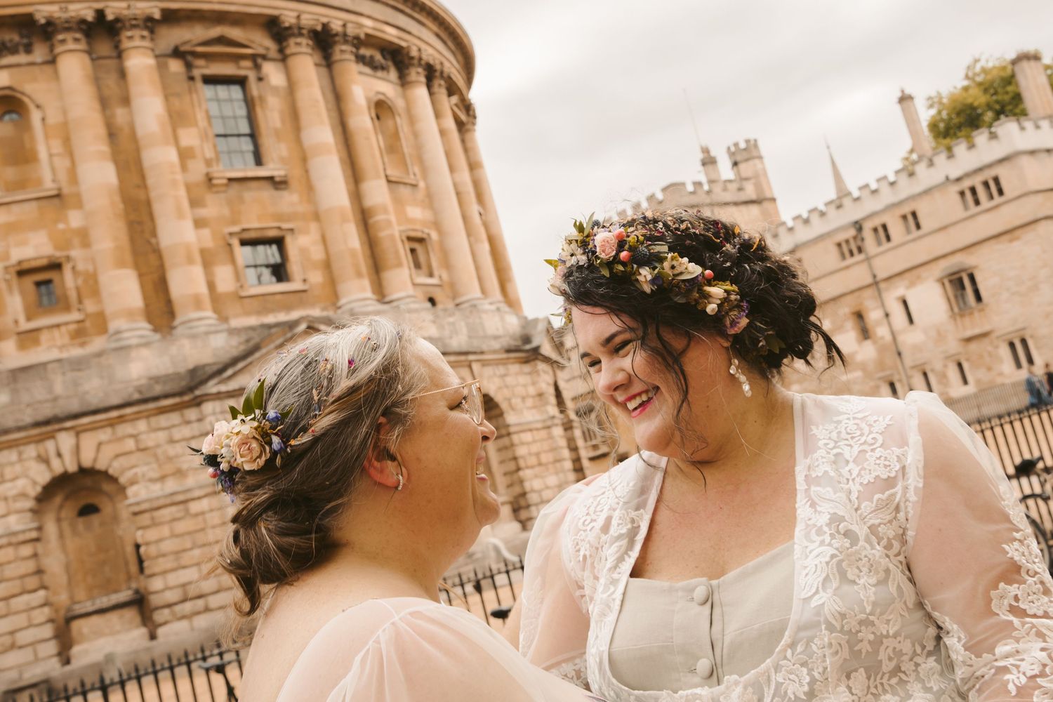 LGBT wedding couple, just married at the Town Hall in Oxford, Oxfordshire wedding