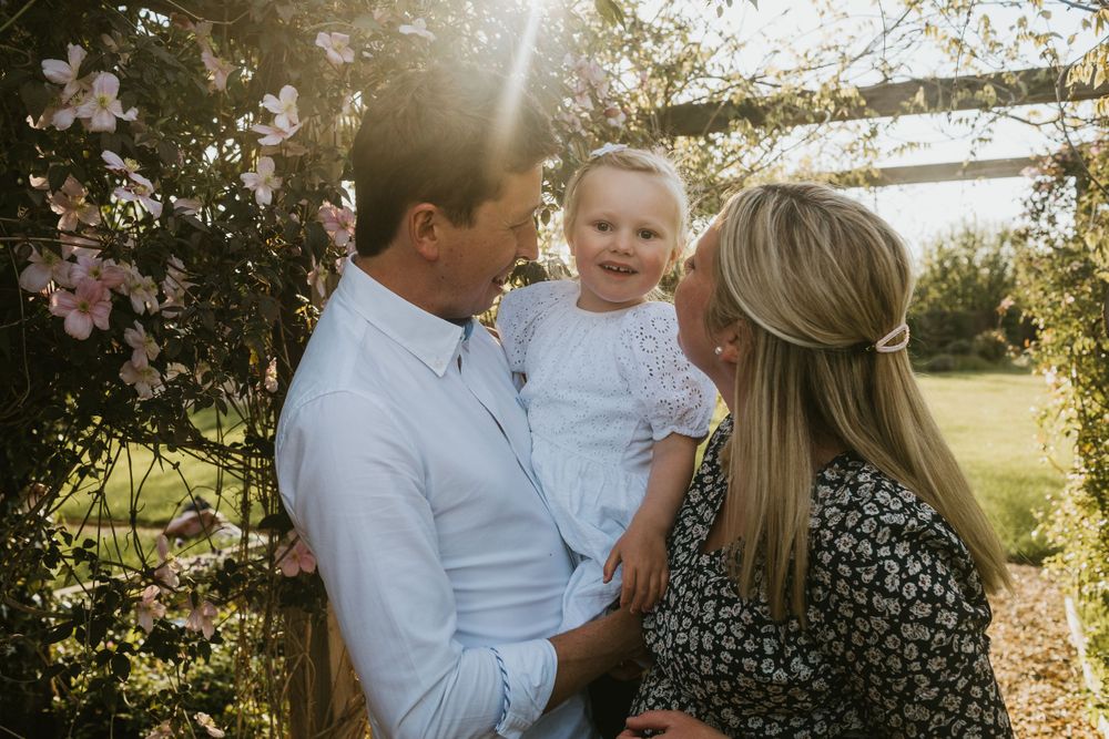 Garden family photoshoot at home in Dorset
