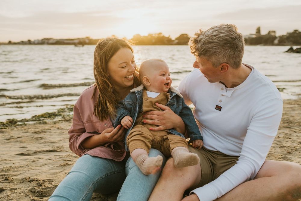 Family beach sunset photoshoot in Dorset