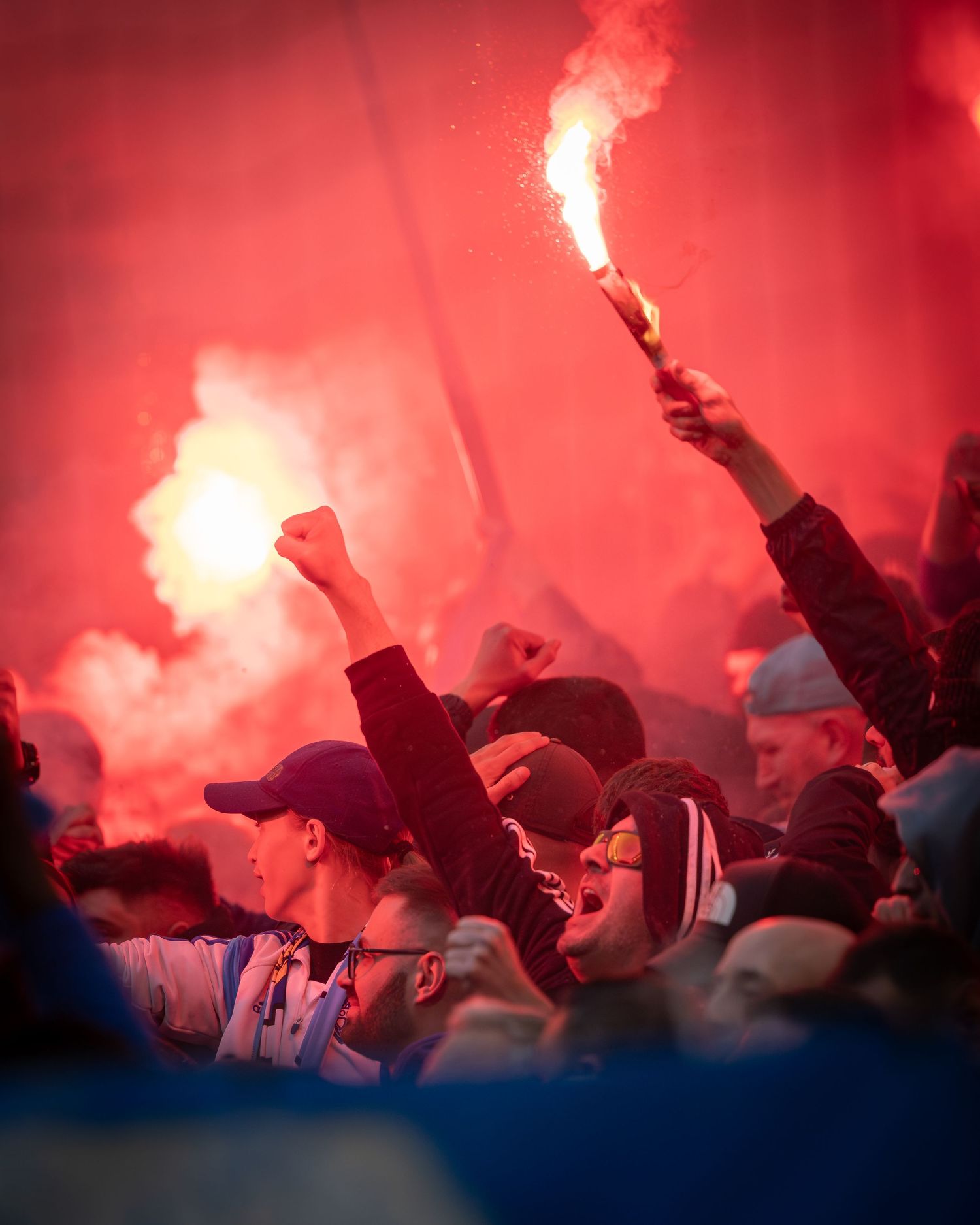 Fanaticos del OM en un juego de la Liga como Local