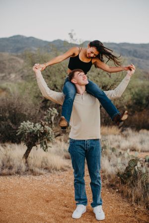 Tucson Senior Photo Session in the desert at golden hour.