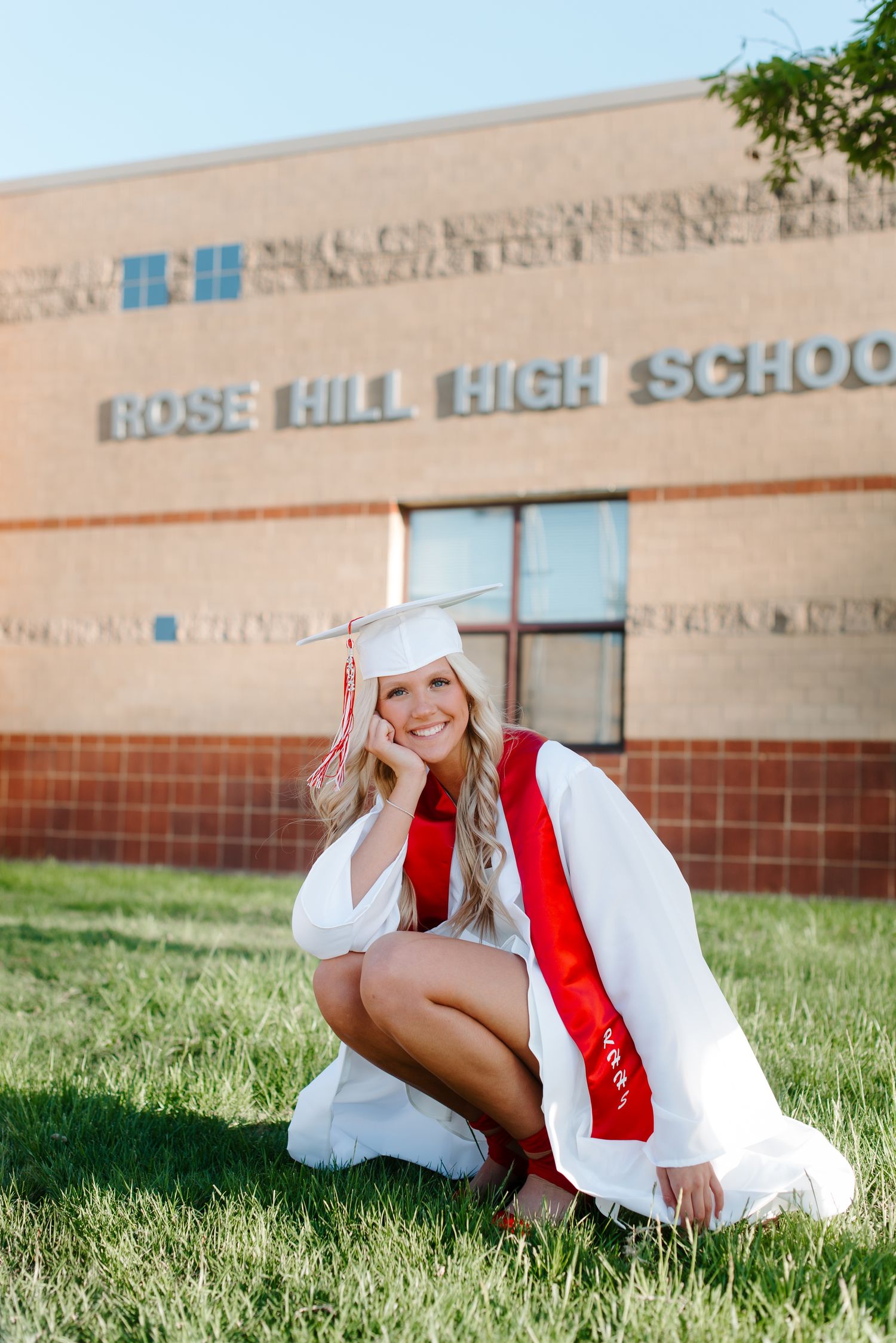 High school senior pictures with cap and gown at Rose Hill in Wichita KS Kansas