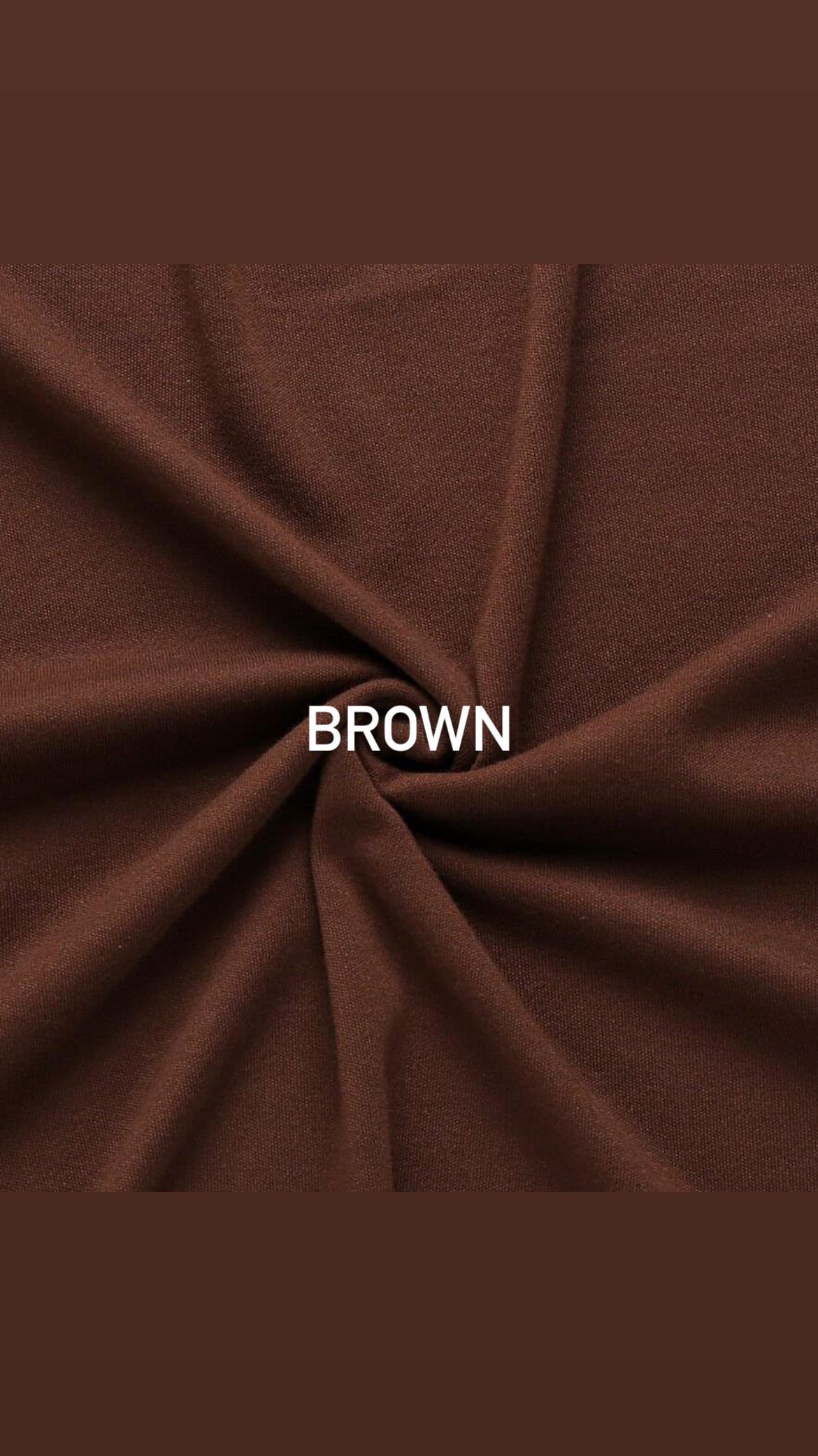 Brown textile fabric with twisted center showing material texture and draping.
