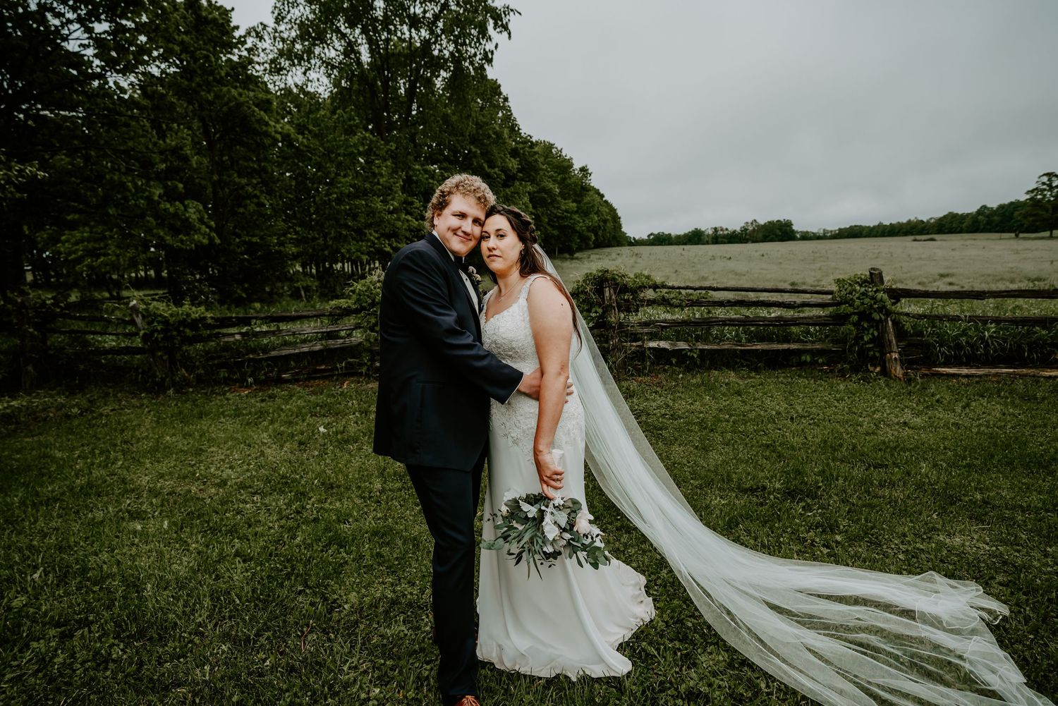 bride and groom facing the camera