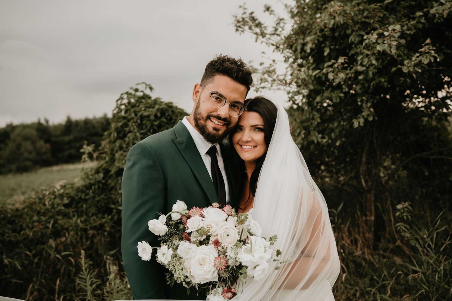 bride and groom hug in Orangeville Ontario