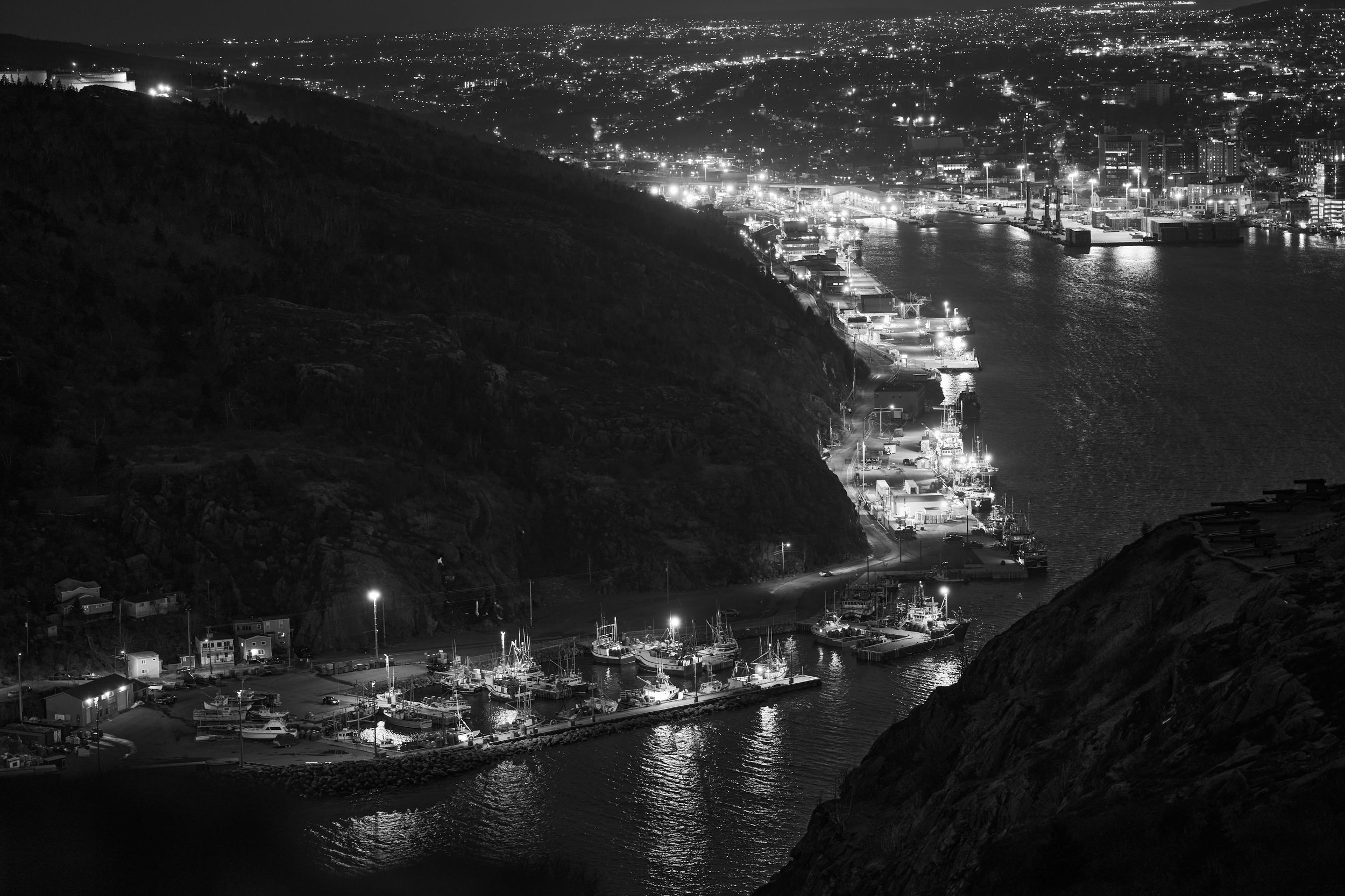 ST JOHN'S HARBOUR IN NEWFOUNDLAND, CANADA ON A SUNSET