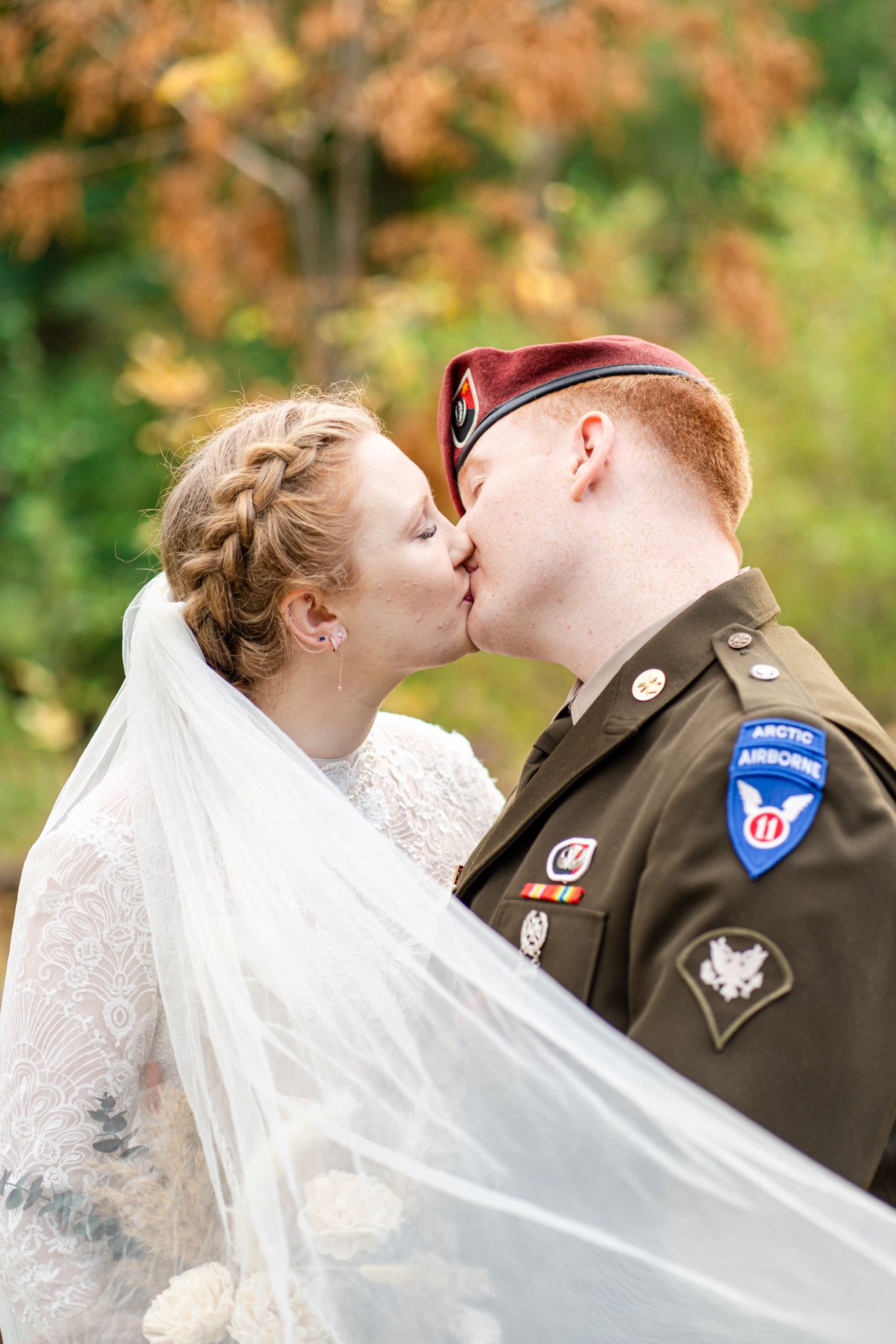 bride and groom kiss