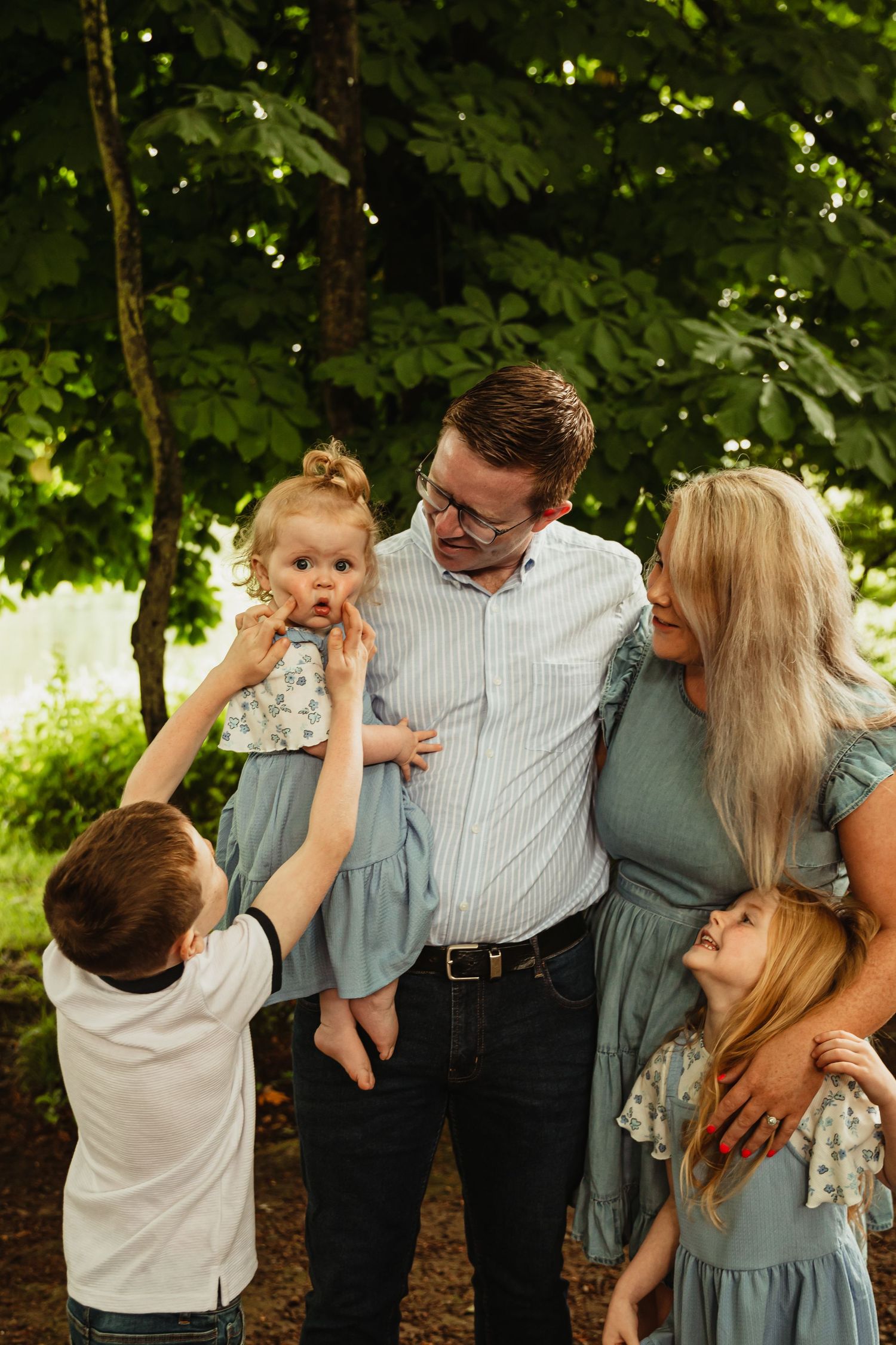 Family photo in woods.