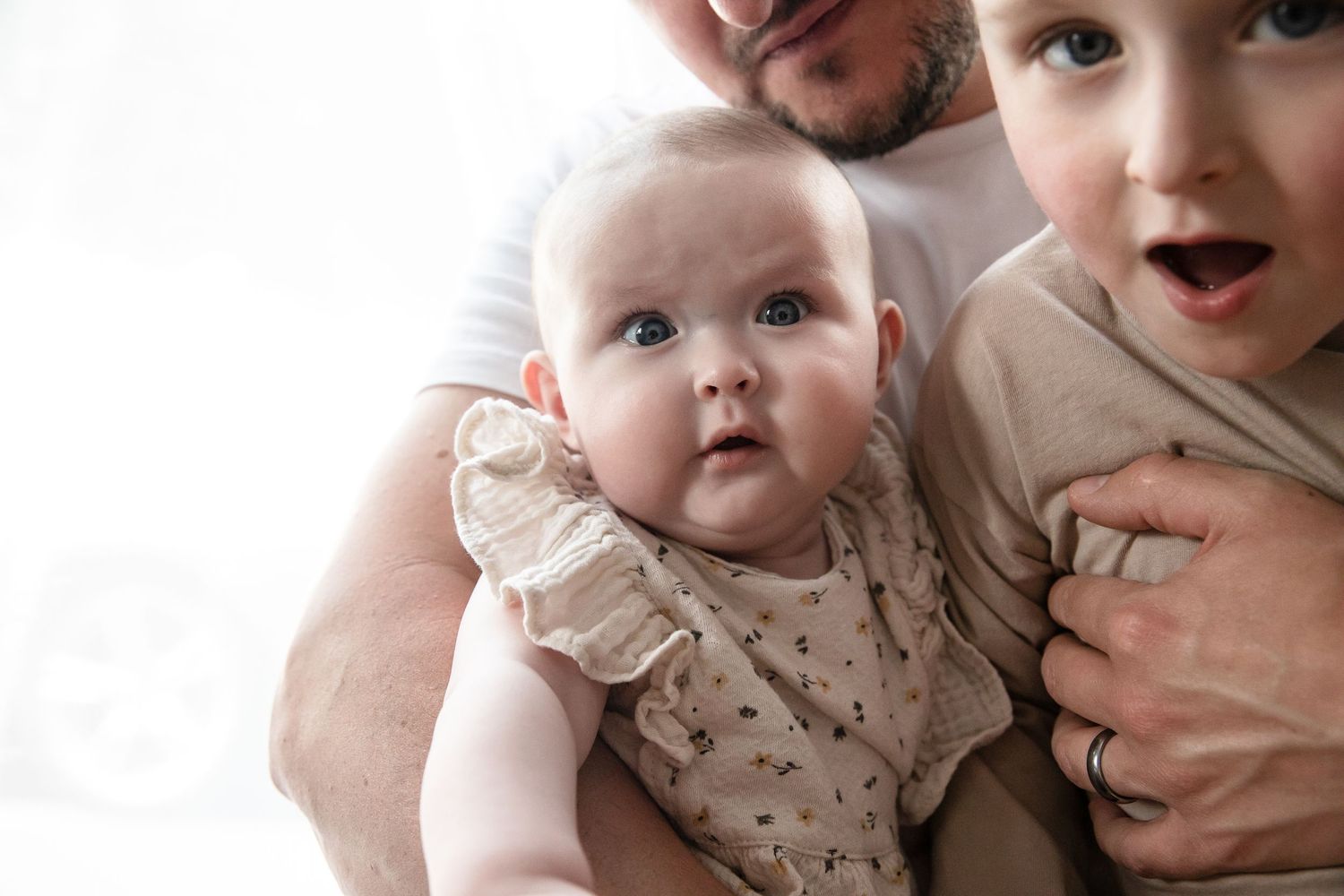 Father with baby and son