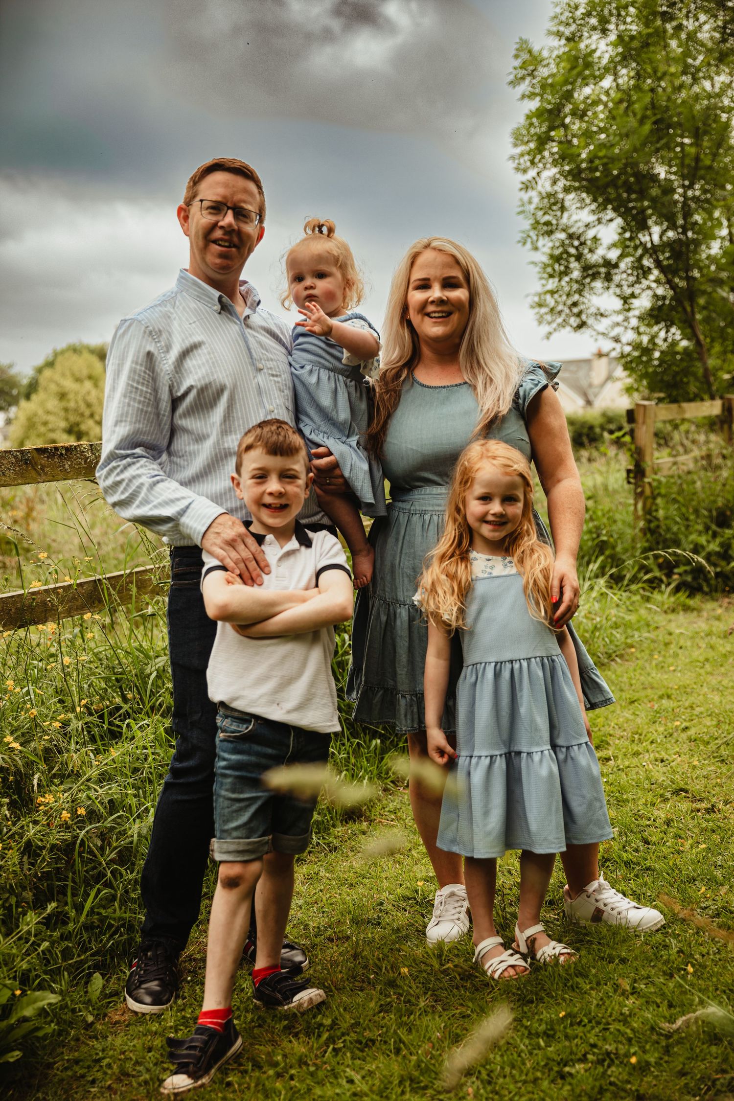 Family photo stormy sky