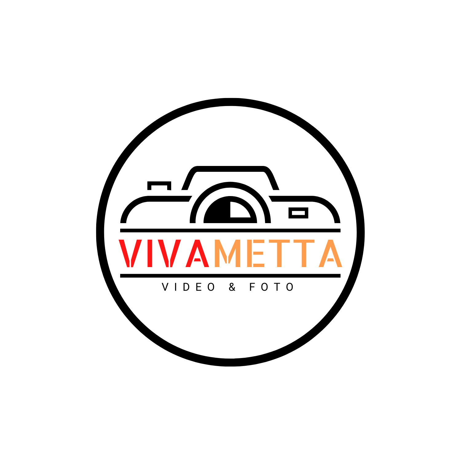 Red and orange Vivametta text logo on black background.