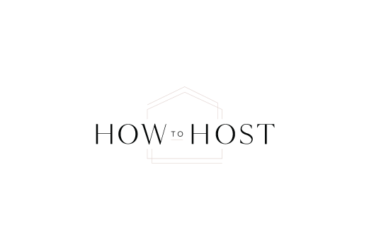 Minimalist typography design featuring 'How to Host' text in elegant serif font.
