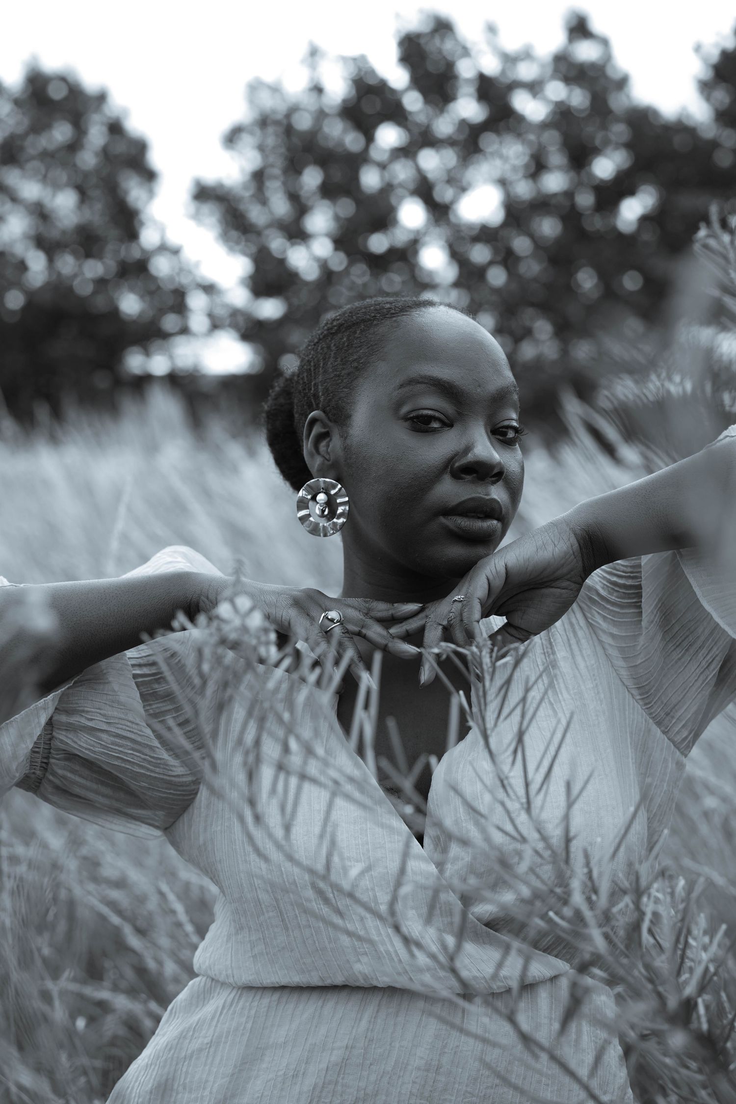black woman in a dress