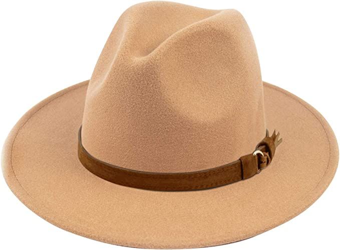 Wide Brim Floppy Panama Hat Belt Buckle Wool Fedora Hat