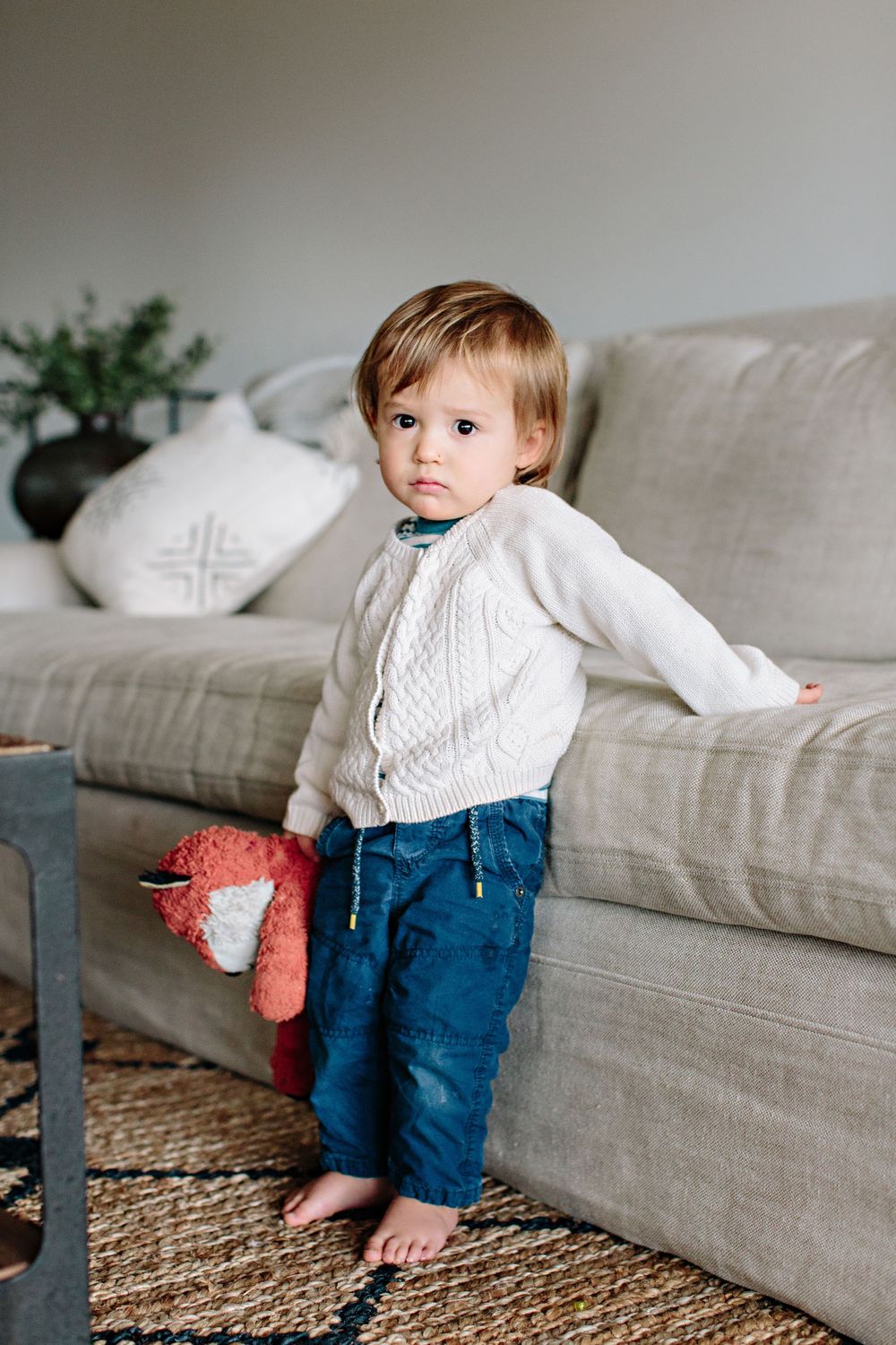 toddler and his stuff animal