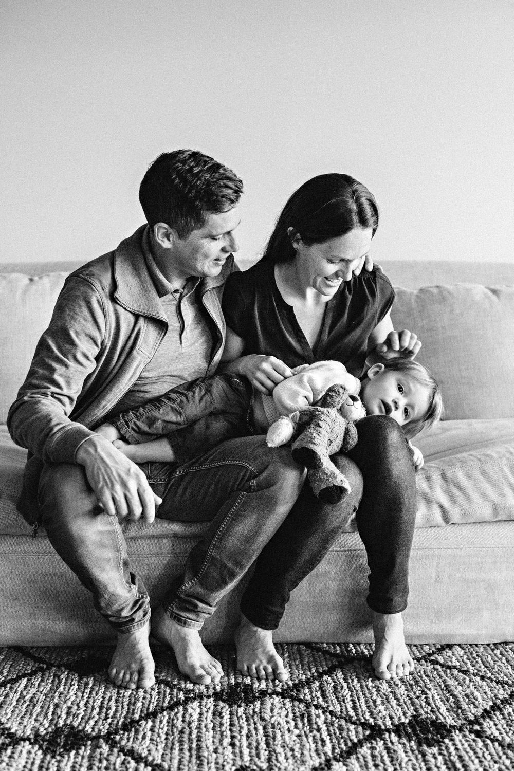 family at home on couch