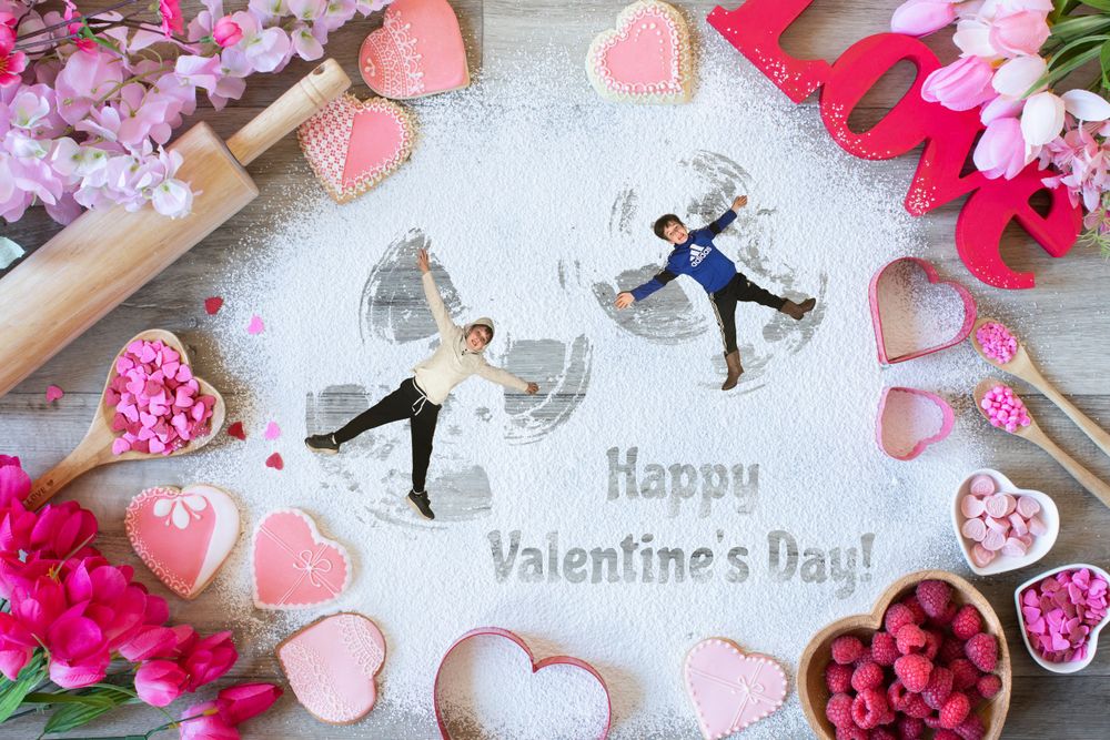 Valentine's edit of boys making flour angels.