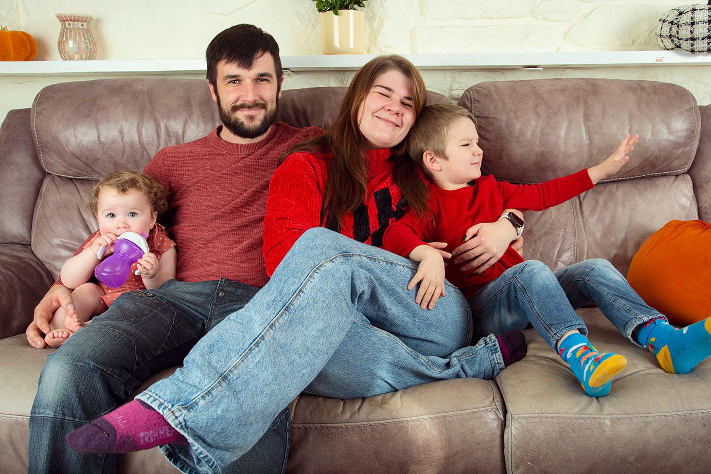 Family photo in their home